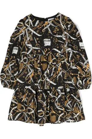 Moschino Chain link-print long-sleeve dress