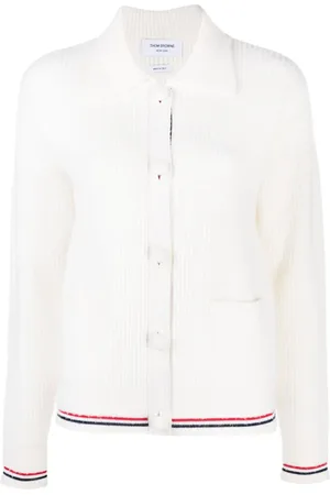 Thom Browne RWB stripe-detailing waffle-knit cardigan