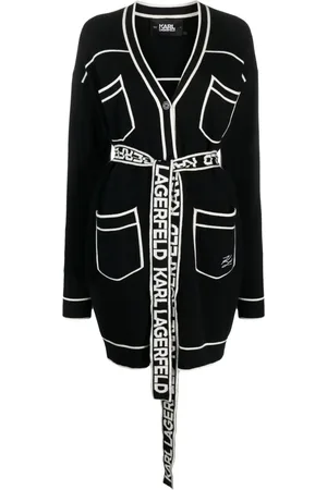 Karl Lagerfeld Logo-print belted cardigan