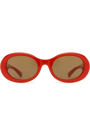 Gucci Lens-decal oval-frame sunglasses