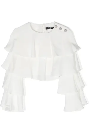 Balmain Ruffled cropped blouse