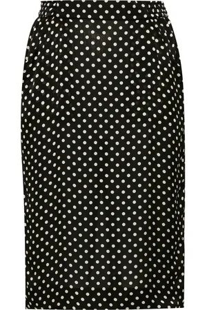 Saint Laurent Polka-dot silk midi skirt