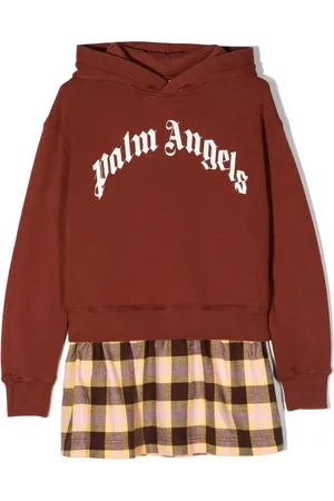 Palm Angels Logo-print plaid hoodie panelled dress