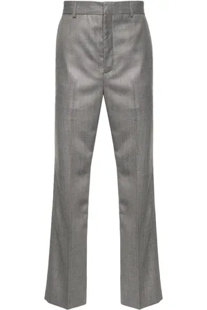 Acne Studios Pressed-crease m??lange straight-leg trousers