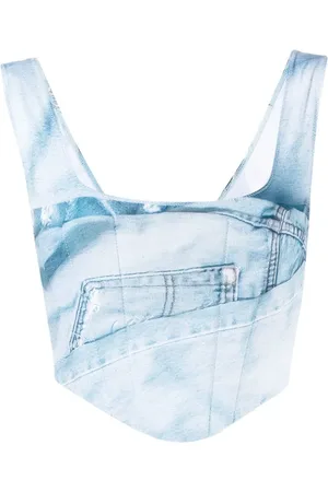 Natasha Zinko Denim-print corset top