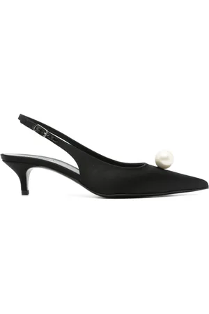 MAGDA BUTRYM 50mm pearl-detail satin pumps