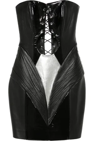 MITILIANE COUTURE Leather lace-up mini dress