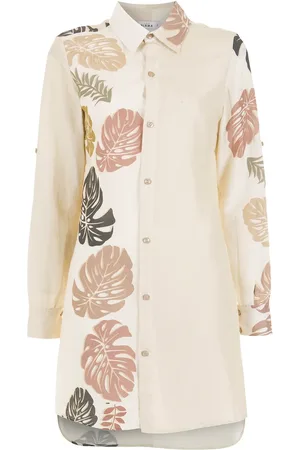 AMIR SLAMA Palm leaf print shirt dress