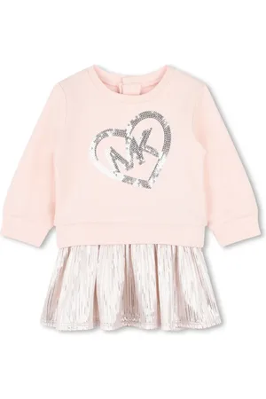 Michael Kors Embroidered-logo pleated dress