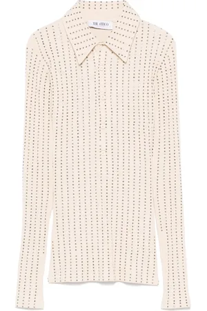 The Attico Rhinestone-embellished polo shirt