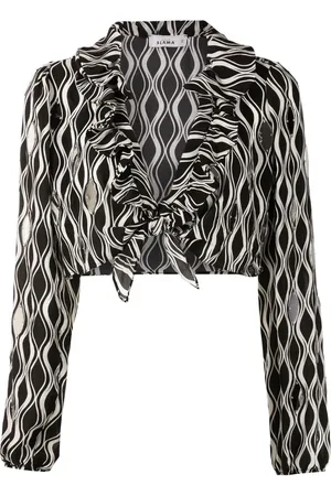 AMIR SLAMA Tie-front wave-print blouse