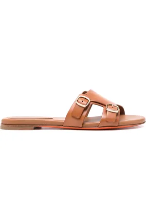 santoni Double-buckle leather sandals
