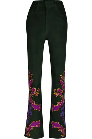 Paula Embroidered suede trousers