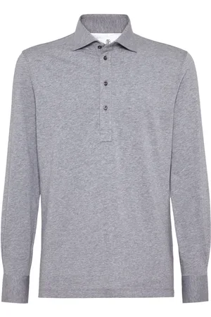 Brunello Cucinelli M??lange-effect cotton polo shirt