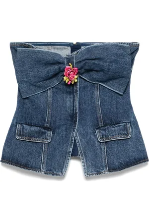 Self-Portrait Denim bandeau top
