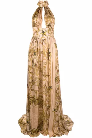 Philipp Plein Baroque-print halterneck dress