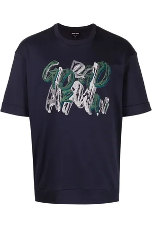 Giorgio Armani Graphic logo-print cotton T-shirt