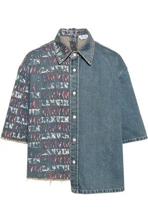 Lanvin X Future asymmetric denim shirt