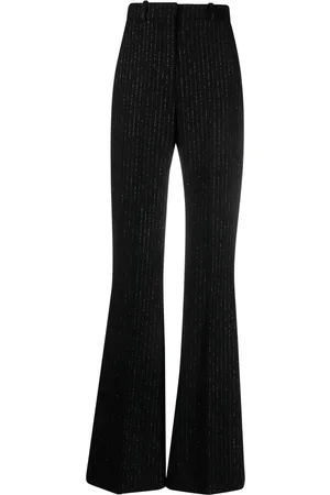 Balmain Striped wool-blend flared trousers