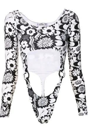 AMIR SLAMA Floral-print cut-out top