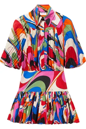 Puccini Abstract print gathered minidress