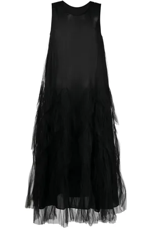 JNBY Tulle-overlay midi dress