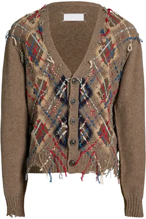 Maison Margiela Cut-out intarsia-knit cardigan