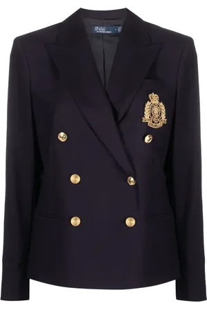 Ralph Lauren Crest-embroidered double-breasted blazer