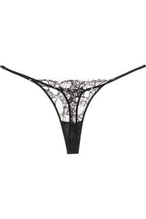Kiki de Montparnasse Sheer lace-detail cotton thong