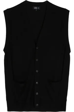 MAN ON THE BOON. V-neck ribbed-knit wool vest