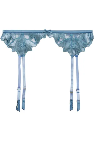 FLEUR DU MAL Velvet Lily embroidered garter belt
