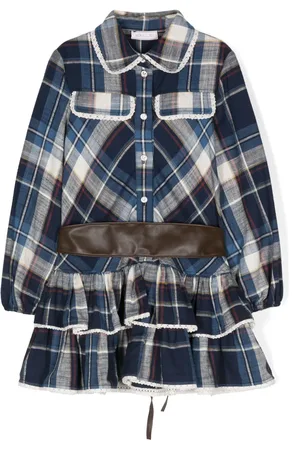 MONNALISA Classic-collar belted shirt dress