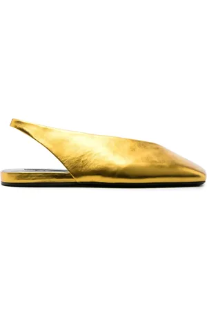 Jil Sander Square-toe metallic ballerina shoes