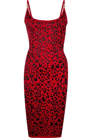 VERSACE Leopard lurex midi dress