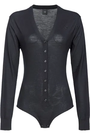 Pinko Collarino V-neck wool bodysuit