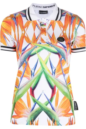 Philipp Plein Floral-print cotton polo top