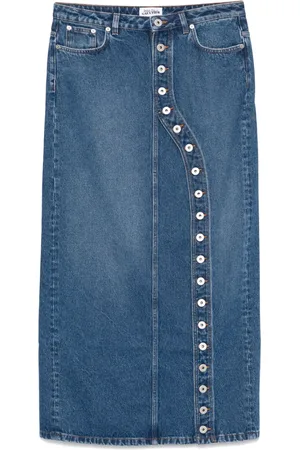 Jean Paul Gaultier Asymmetric denim midi skirt