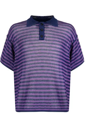 BODE Striped open-knit polo shirt