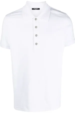 Balmain Monogram-pattern piqu?? polo shirt