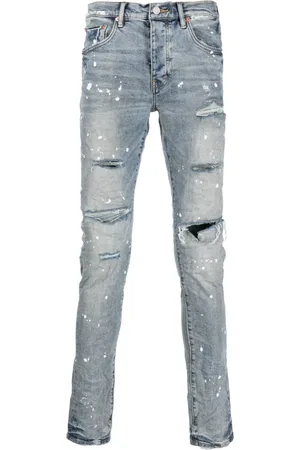 Purple Brand Ripped-detail mid-rise jeans