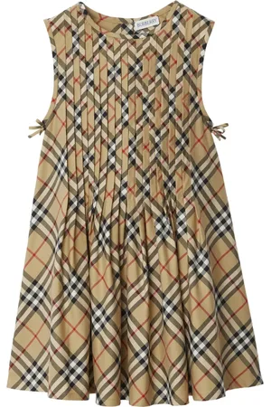 Burberry Vintage-Check pleated stretch-cotton dress