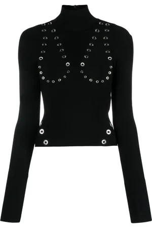 OFF-WHITE Eyelet-embellished knitted top