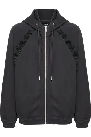 FIVE CM Panelled zip-up hoodie