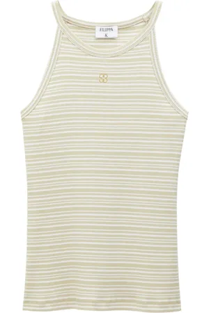 Filippa K Monogram-embroidered striped organic cotton tank top