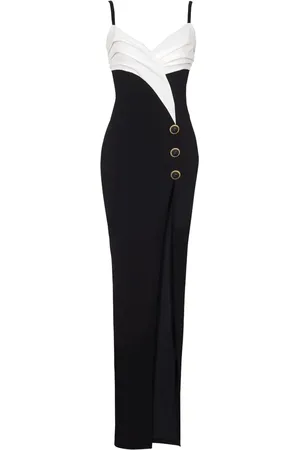 Balmain Two-tone crepe maxi dress