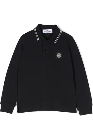 Stone Island Logo-patch long-sleeve polo shirt