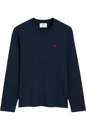 Ami Embroidered logo organic cotton longsleeved shirt