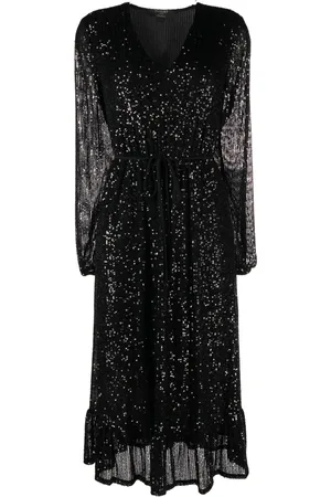 Twin-Set Sequin-embellished fine-ribbed midi dress