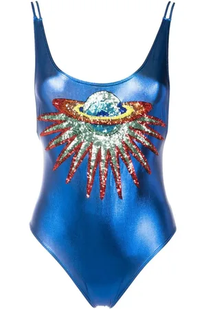 Brigitte Planet-embellished metallic one-piece