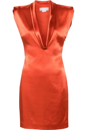 GENNY Shawl-collar satin minidress